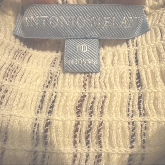 ANTONIO MELANI Womens 10 White Striped Fitted Crop Tank Top Lined 100%cotton - Picture 6 of 10